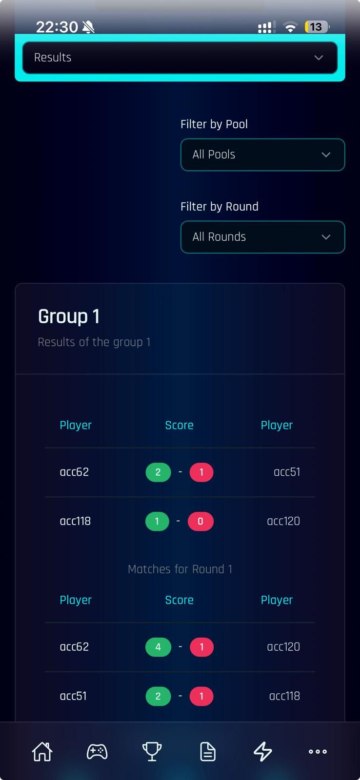 PWA Player Profile Screen